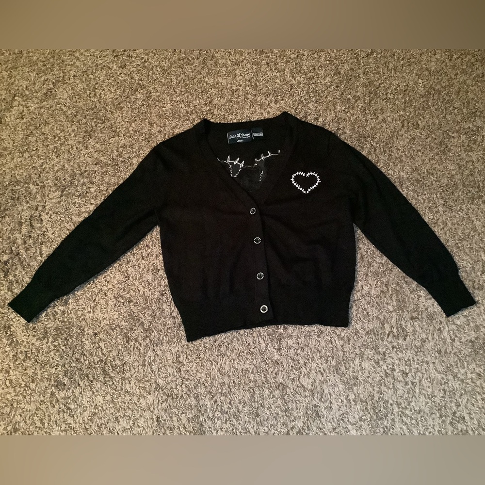 Stitch shoppe by loungefly universal monsters cropped cardigan, black, size: M